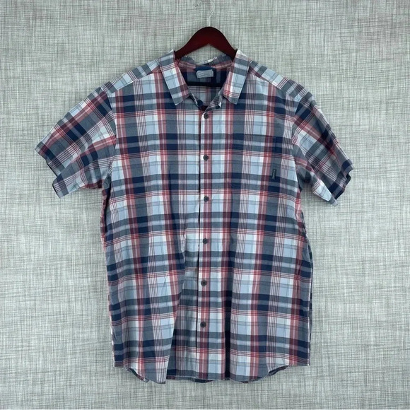 Columbia Mens Size XL short sleeve button down shirt plaid 0283 - Picture 1 of 7